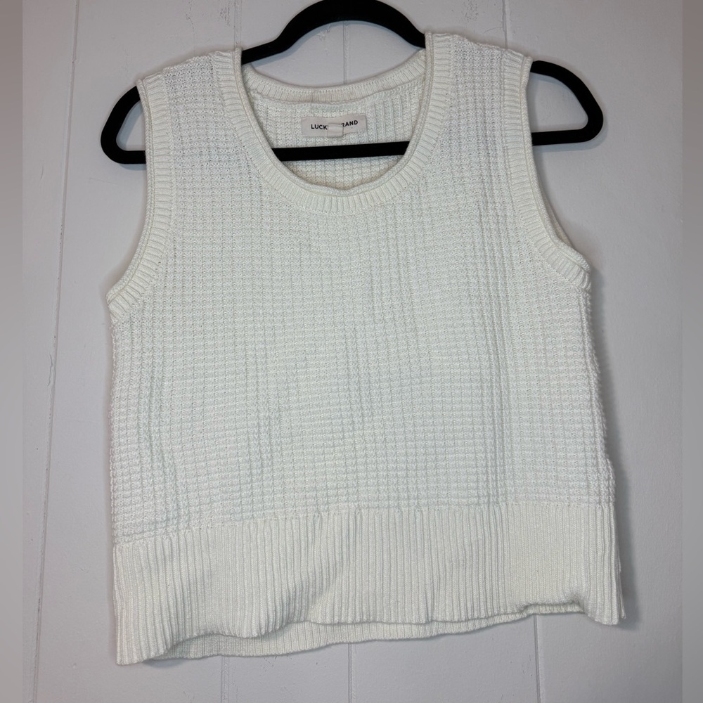 Lucky Brand Off-White Knit Sleeveless Vest